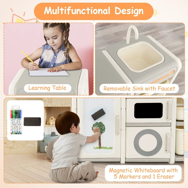 Multipurpose Toy Chest and Bookshelf with Magnetic Whiteboard-Gray by DirectDeals