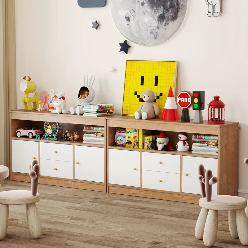 Kids Toy Storage Organizer with Open Shelf and 2 Drawers for Playroom by DirectDeals