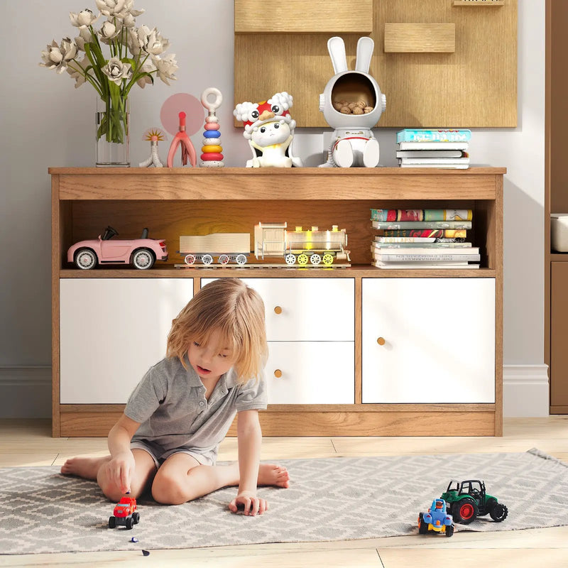 Kids Toy Storage Organizer with Open Shelf and 2 Drawers for Playroom by DirectDeals