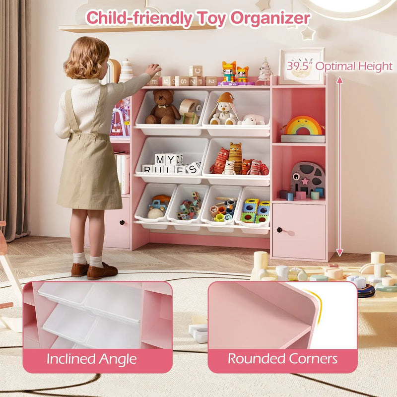 Kids Toy Storage and Bookshelf with Boxes and Open Shelves by DirectDeals