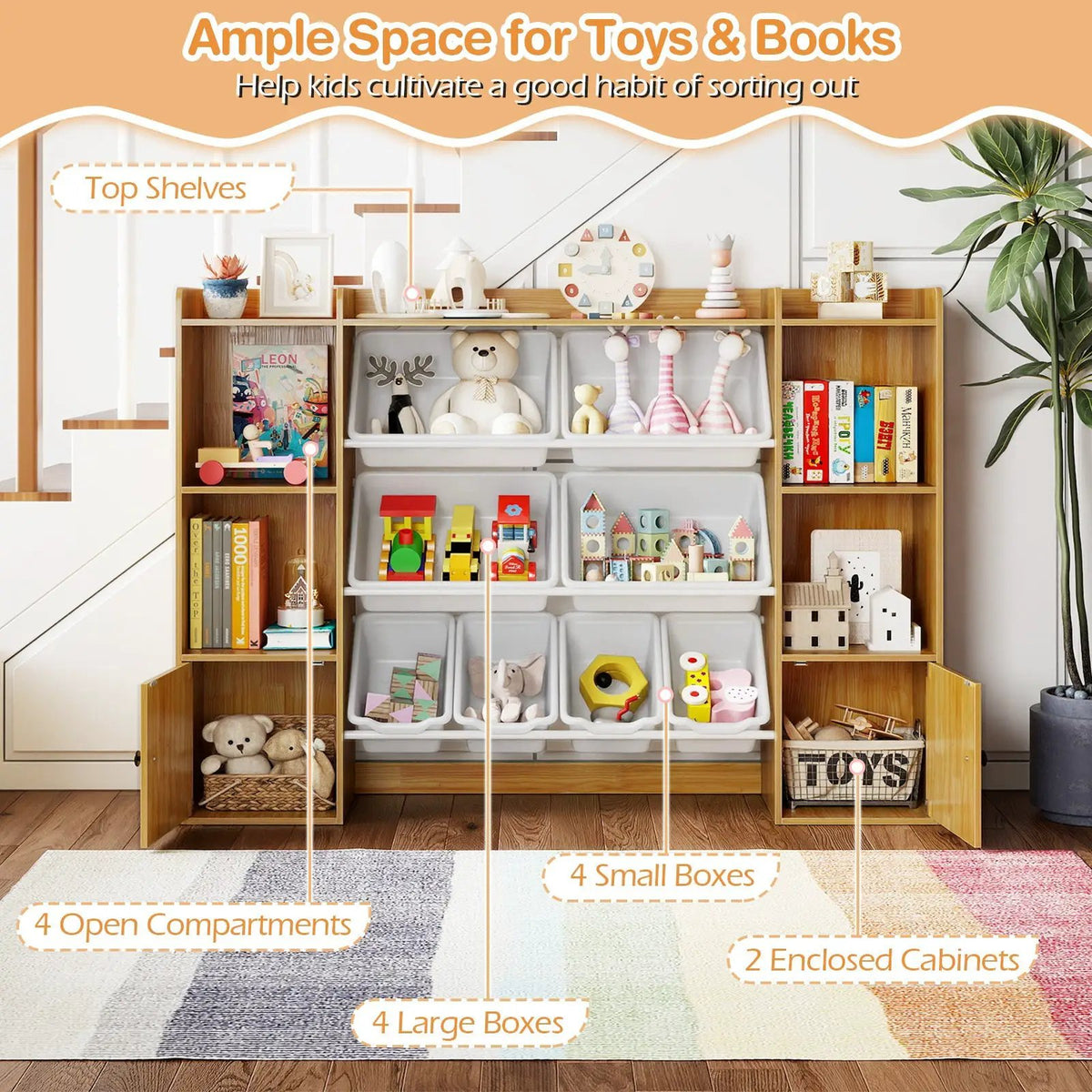 Kids Toy Storage and Bookshelf with Boxes and Open Shelves, photo 21 of 32