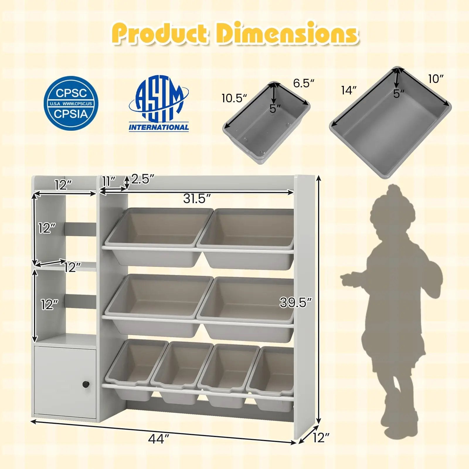 Kids Toy Storage and Bookshelf with Open Shelves and Single-door Cabinet by DirectDeals