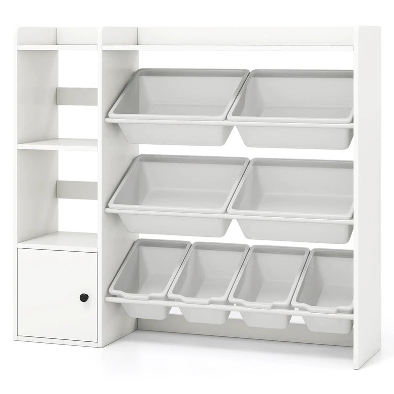 Kids Toy Storage and Bookshelf with Open Shelves and Single-door Cabinet by DirectDeals