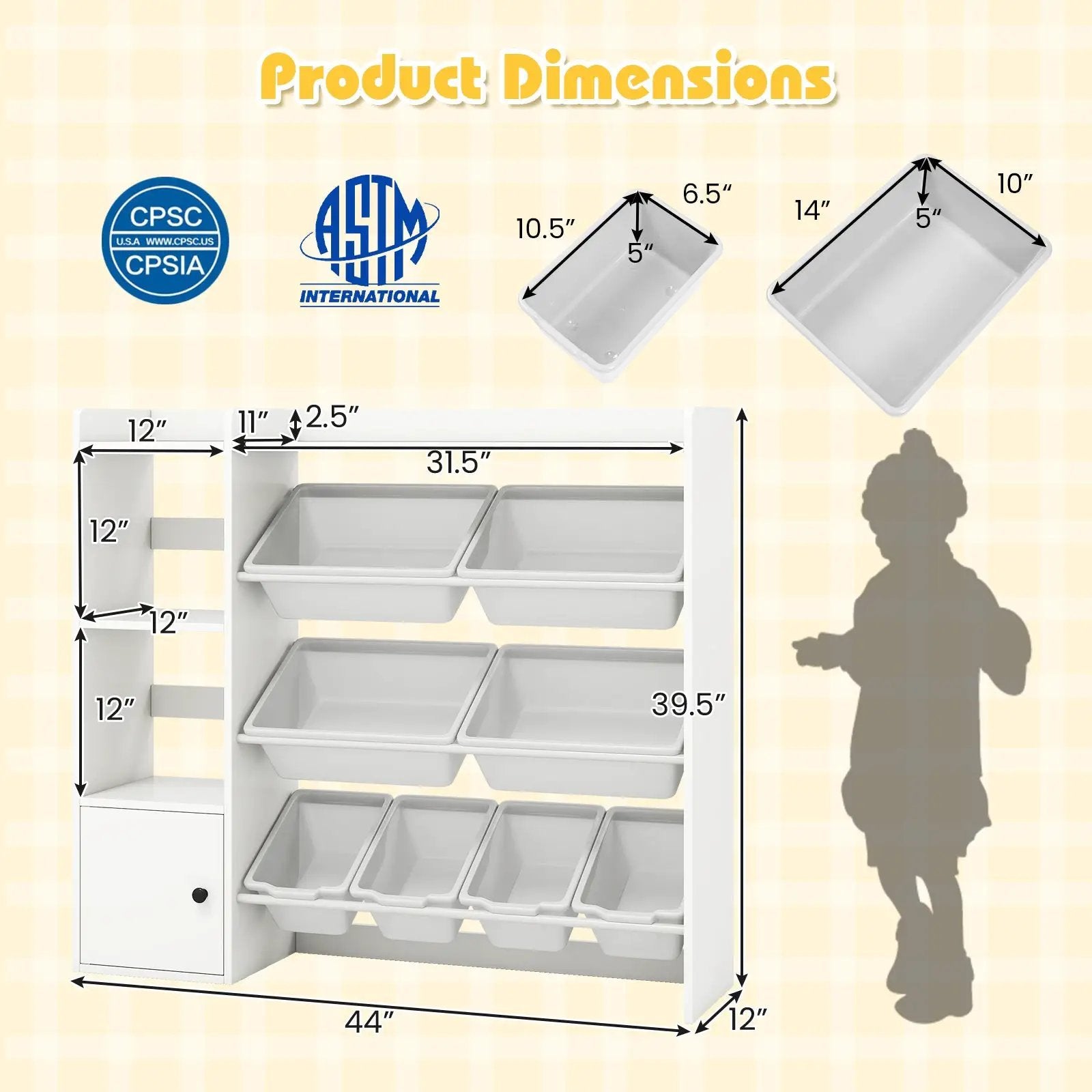 Kids Toy Storage and Bookshelf with Open Shelves and Single-door Cabinet by DirectDeals