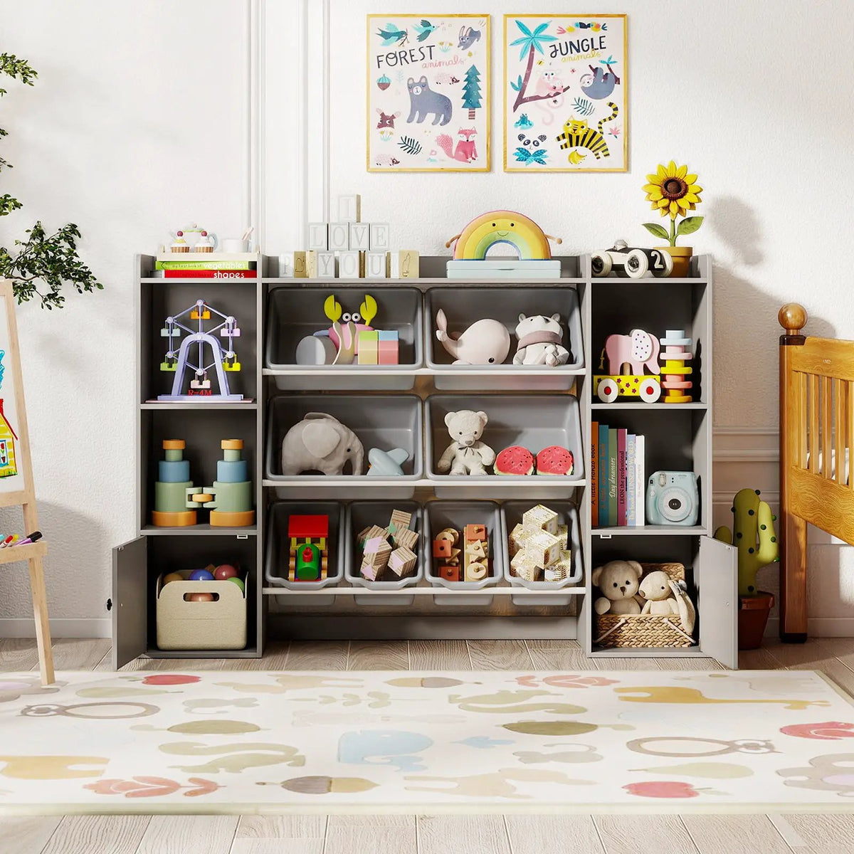 Kids Toy Storage and Bookshelf with Boxes and Open Shelves, photo 8 of 32