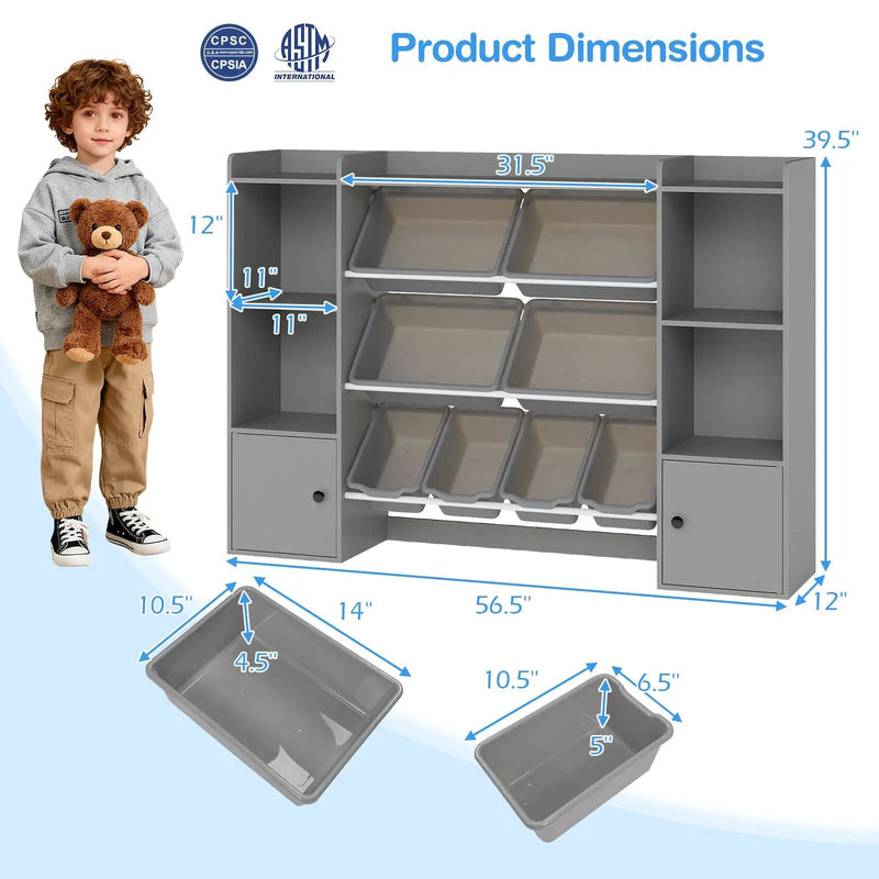 Kids Toy Storage and Bookshelf with Boxes and Open Shelves by DirectDeals