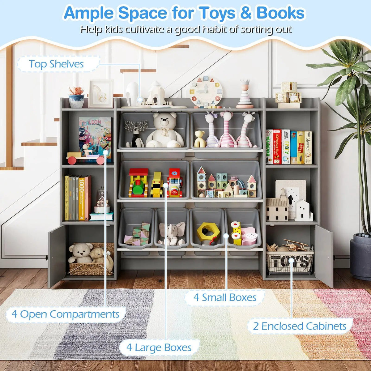 Kids Toy Storage and Bookshelf with Boxes and Open Shelves, photo 24 of 32