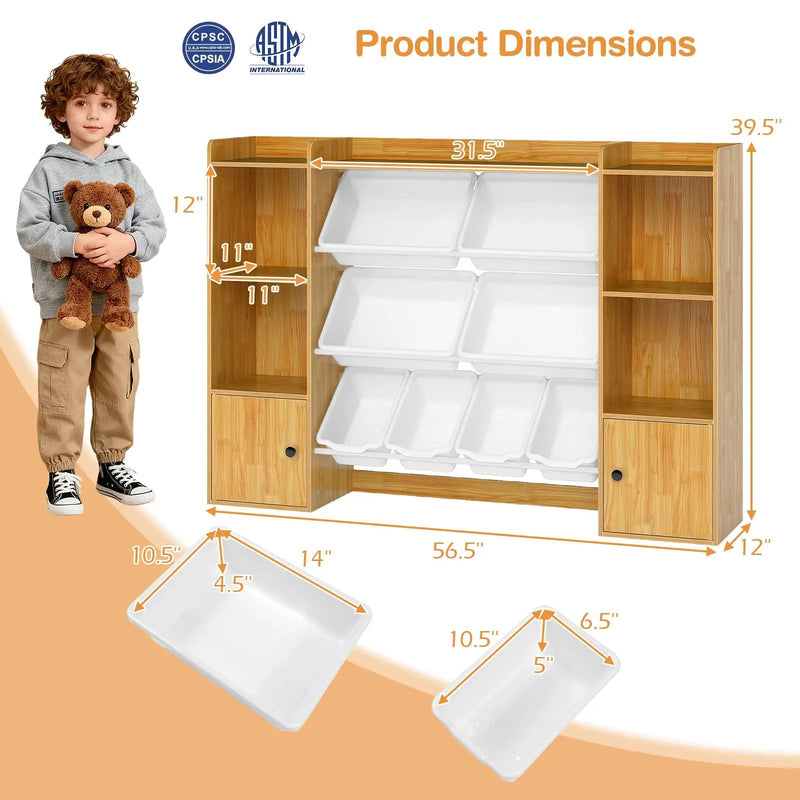 Kids Toy Storage and Bookshelf with Boxes and Open Shelves by DirectDeals