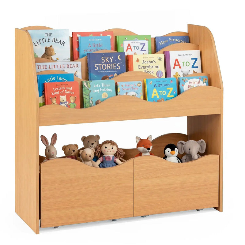 Kids Storage Organizer with Rolling Drawers and Bookshelf by DirectDeals