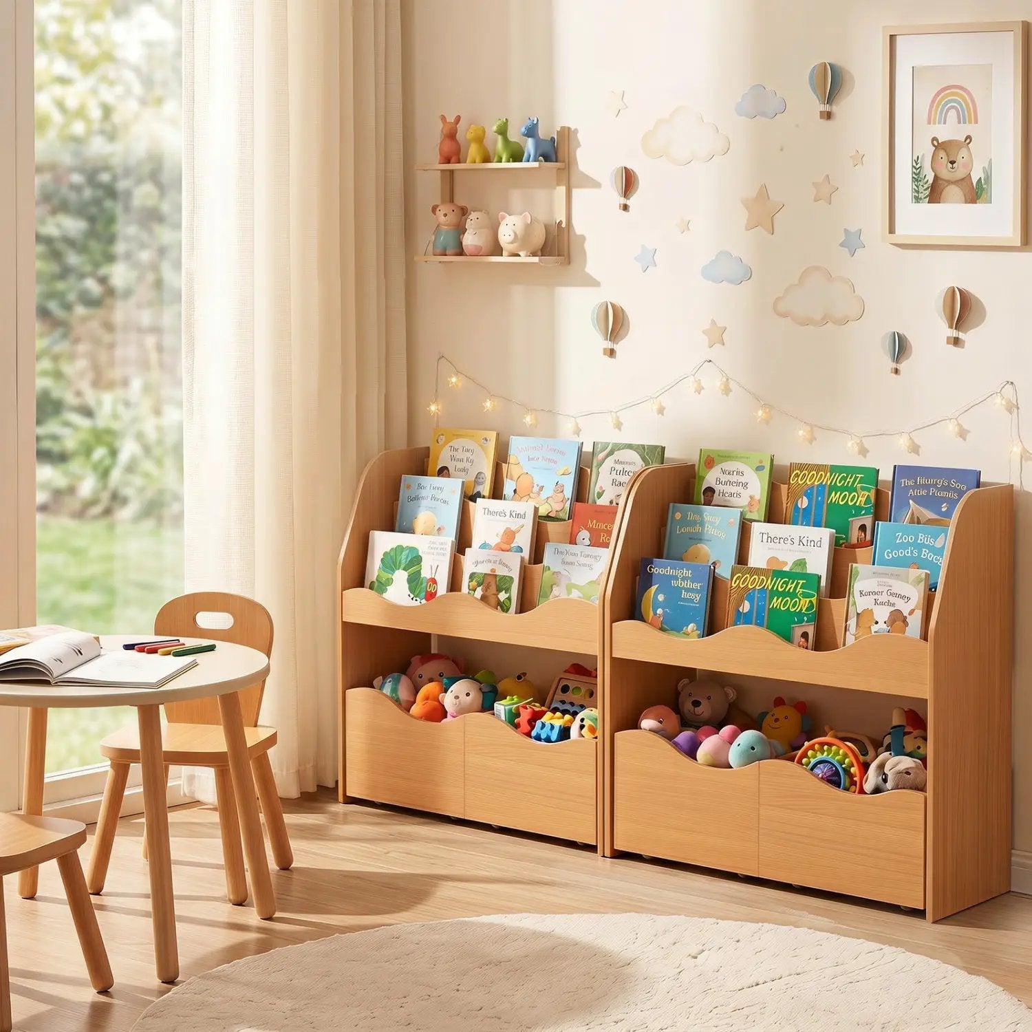 Kids Storage Organizer with Rolling Drawers and Bookshelf by DirectDeals