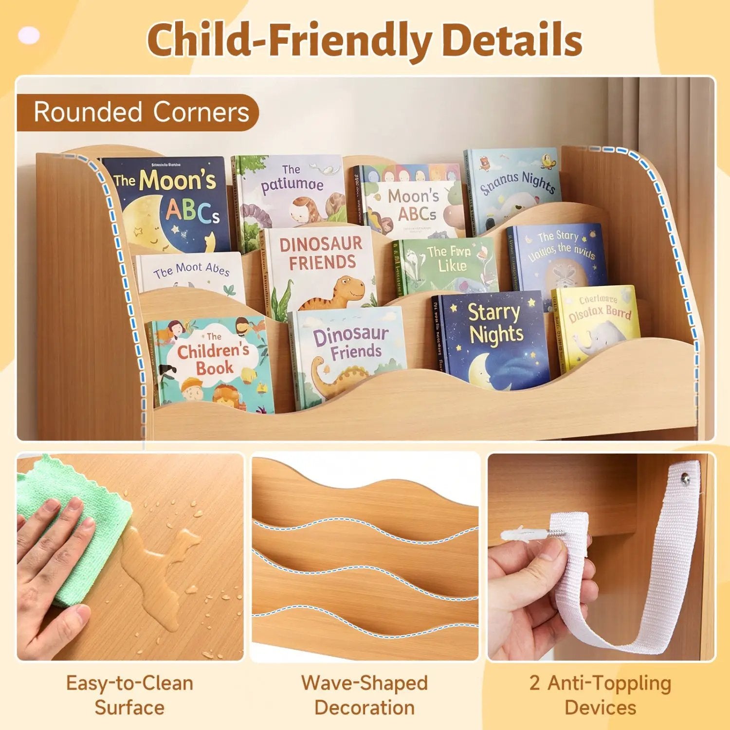 Kids Storage Organizer with Rolling Drawers and Bookshelf by DirectDeals