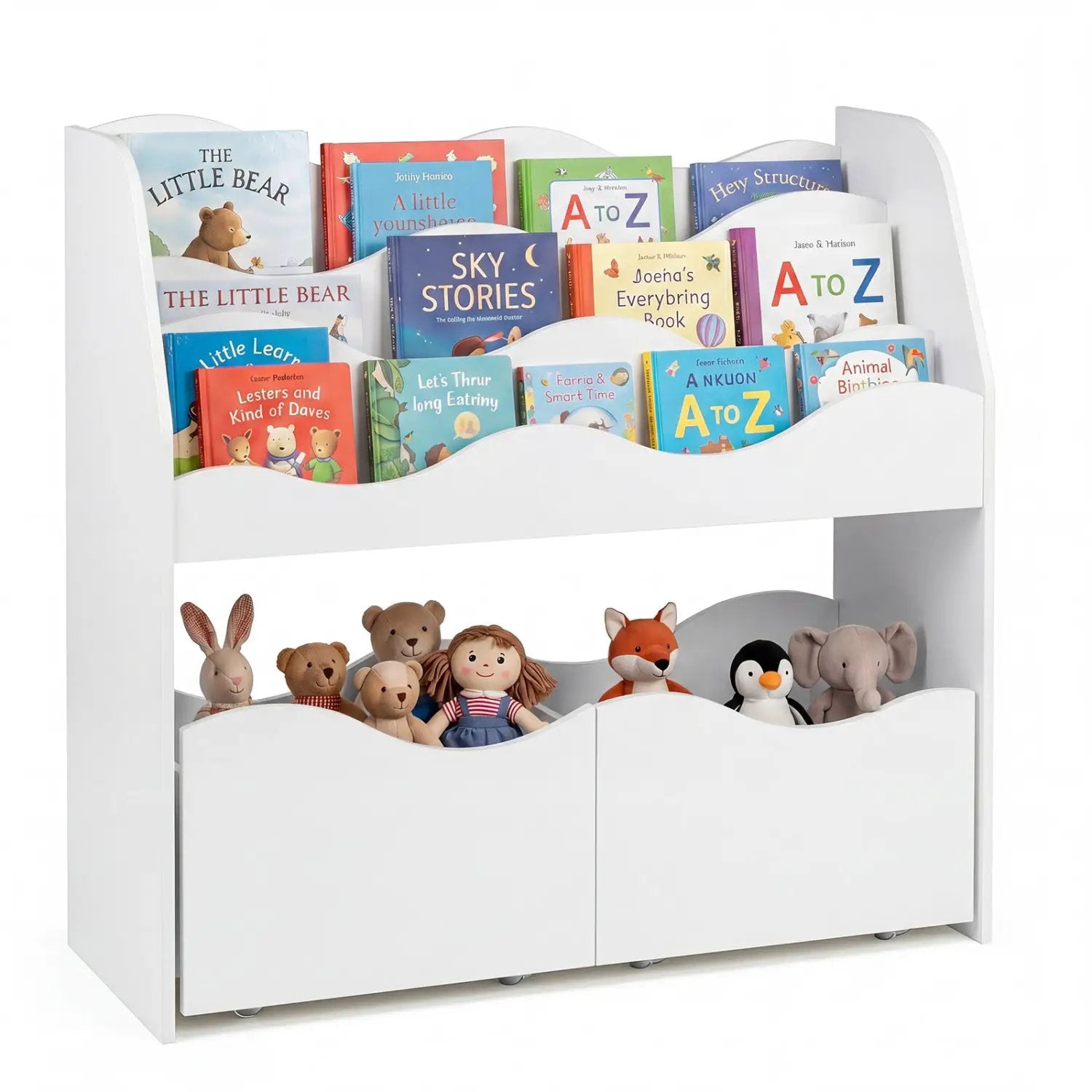 Kids Storage Organizer with Rolling Drawers and Bookshelf by DirectDeals