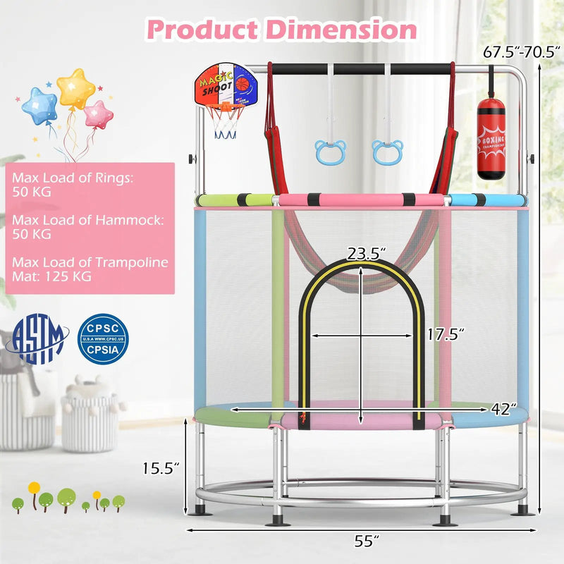 55" Kids Trampoline Gift for for 3-6 Years Old Boys and Girls by DirectDeals