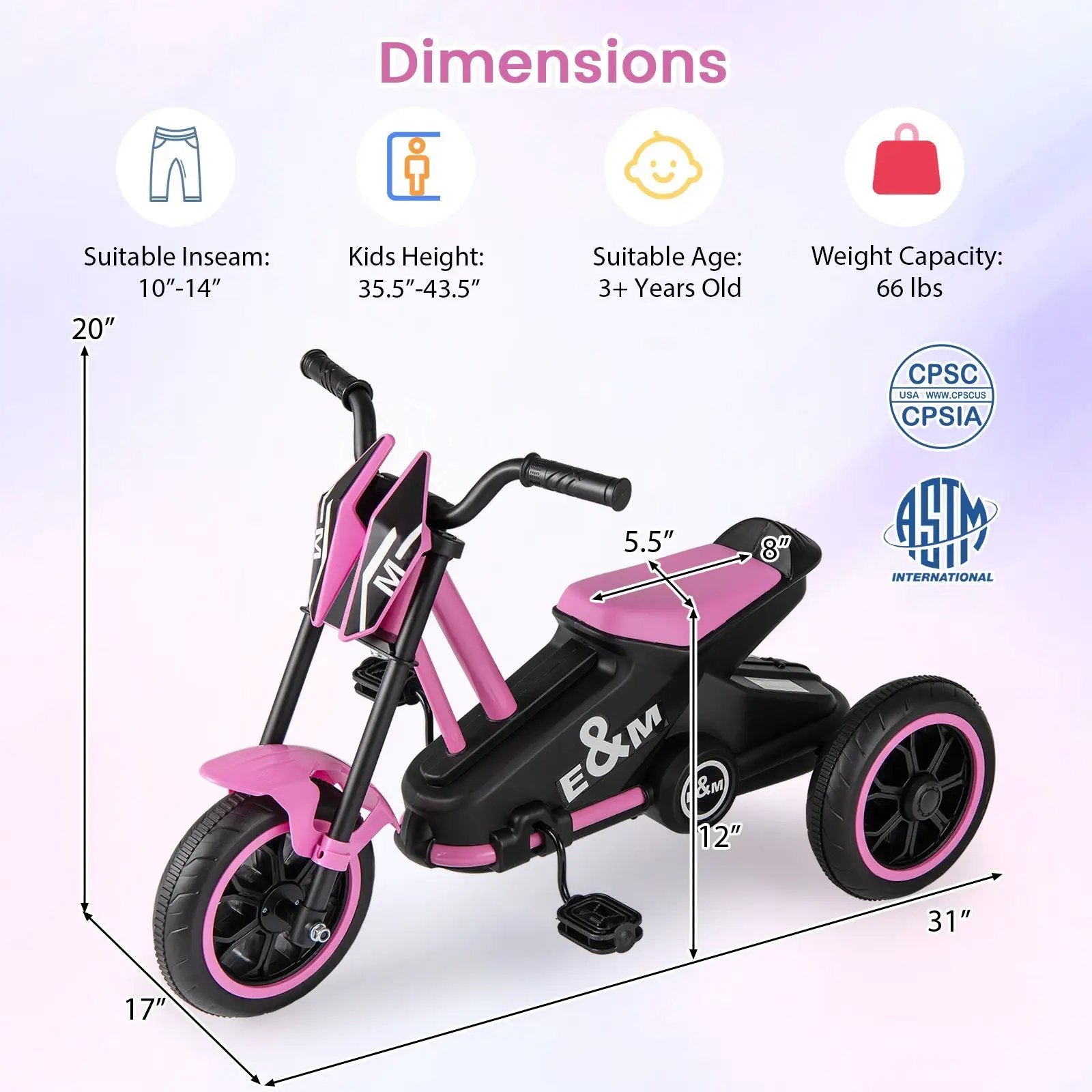 Kids Tricycle 3-Wheel Toddler Bike with Foot Pedals Forward Backward by DirectDeals