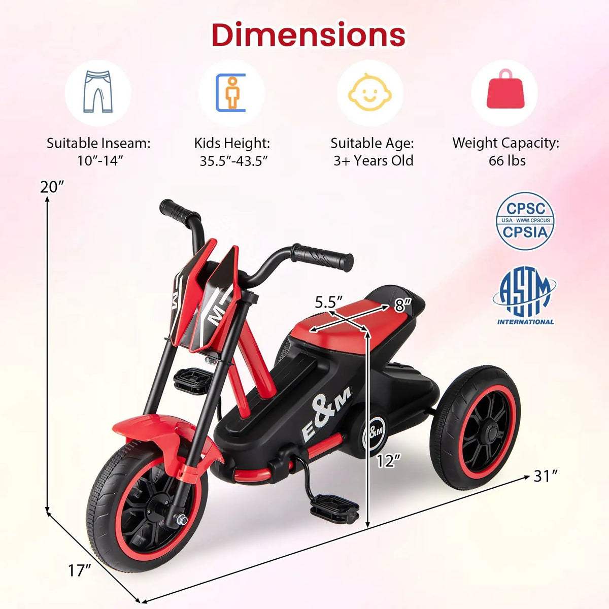 Kids Tricycle 3-Wheel Toddler Bike with Foot Pedals Forward Backward, photo 14 of 24
