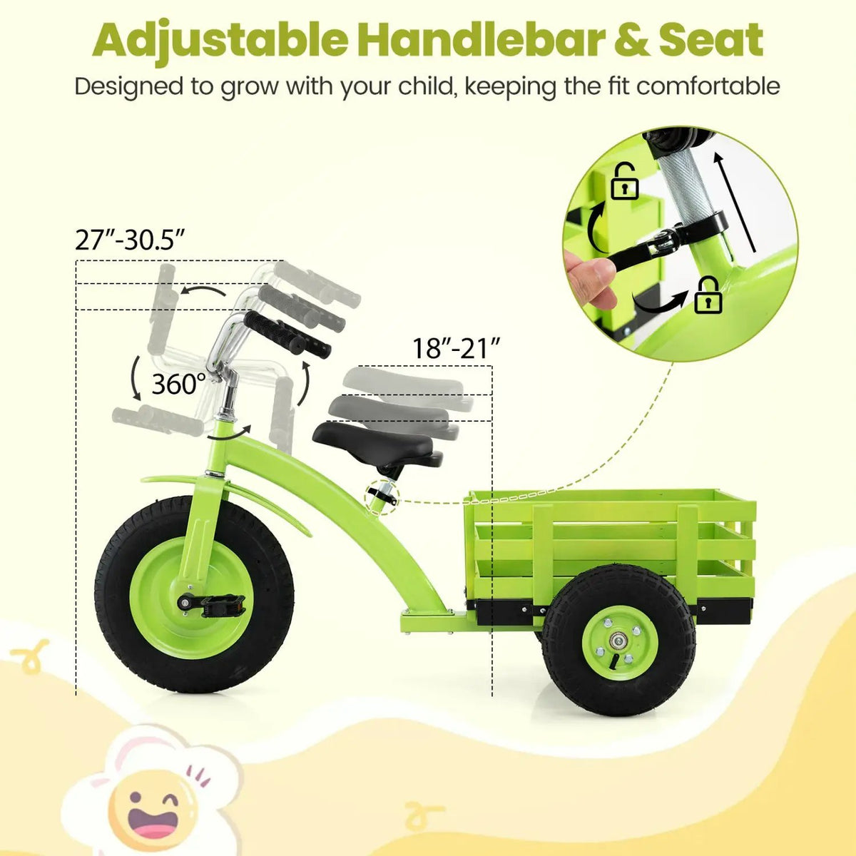Kids Tricycle with 15-Inch Inflatable Rubber Tires, photo 7 of 24