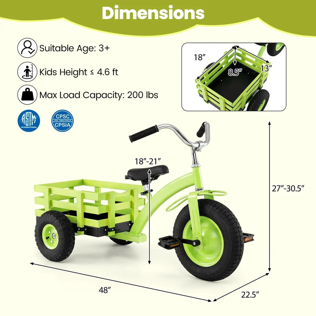 Kids Tricycle with 15-Inch Inflatable Rubber Tires, photo 4 of 24
