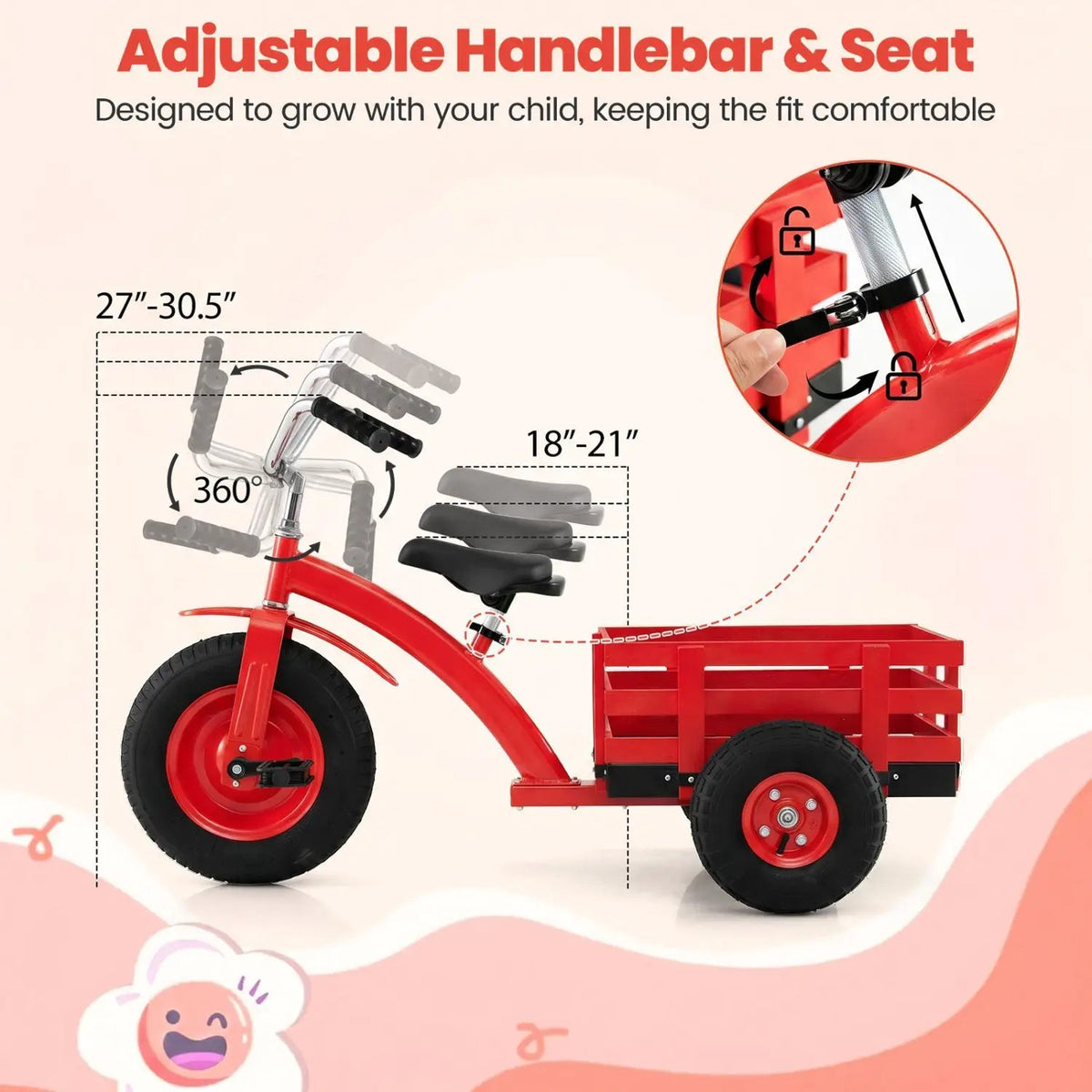 Kids Tricycle with 15-Inch Inflatable Rubber Tires, photo 15 of 24