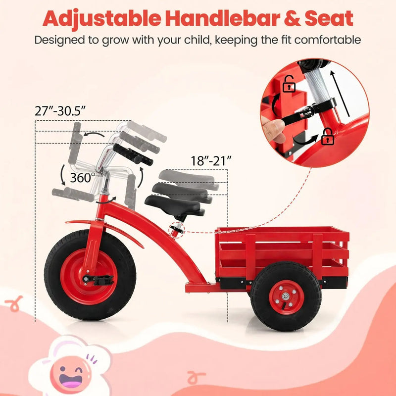 Kids Tricycle with 15-Inch Inflatable Rubber Tires by DirectDeals