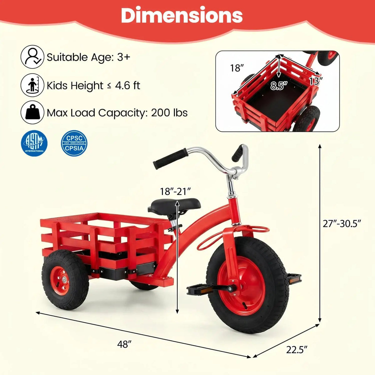Kids Tricycle with 15-Inch Inflatable Rubber Tires, photo 12 of 24