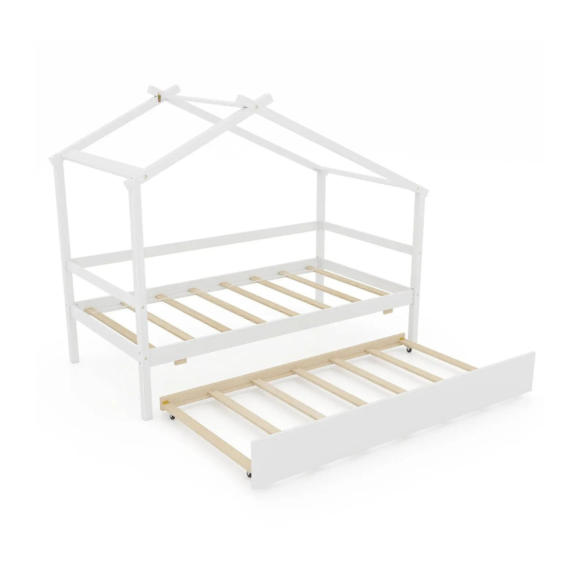 Kids Twin Size House Bed with Trundle and Roof, photo 9 of 9