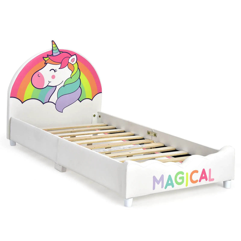 Children Twin Size Upholstered Platform Single Bed by DirectDeals