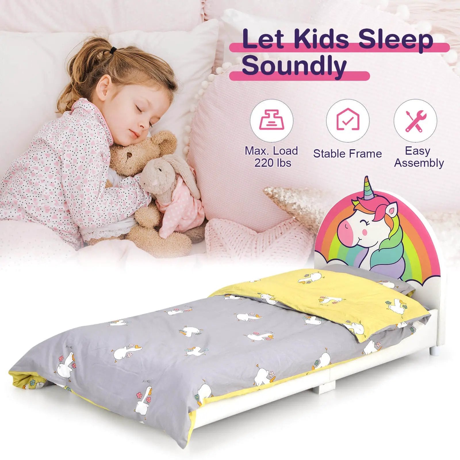 Children Twin Size Upholstered Platform Single Bed by DirectDeals
