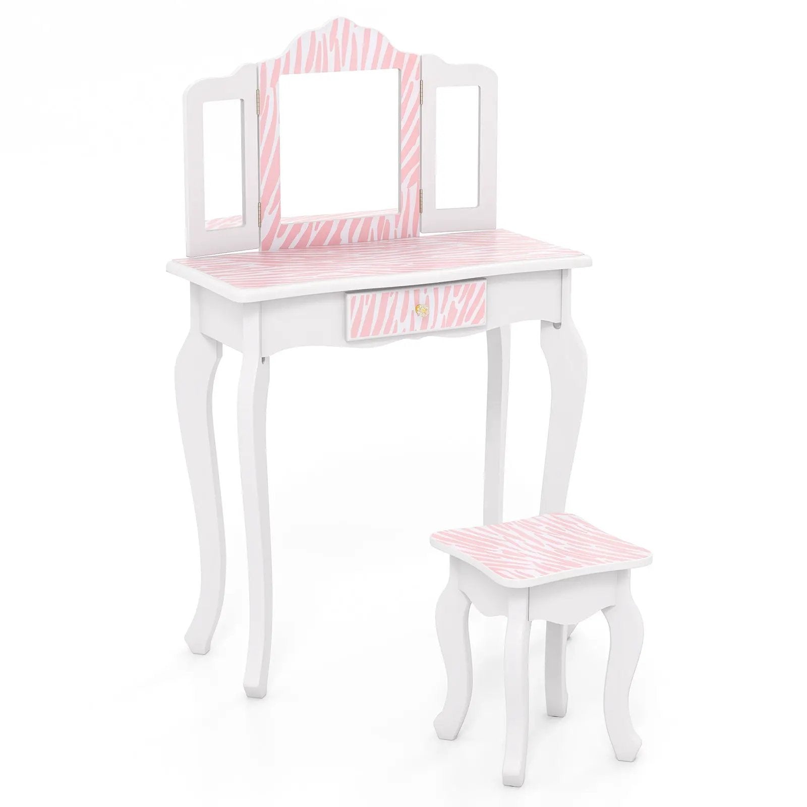 Kids Vanity Set with Drawer and 3 Makeup Accessories-Pink by DirectDeals