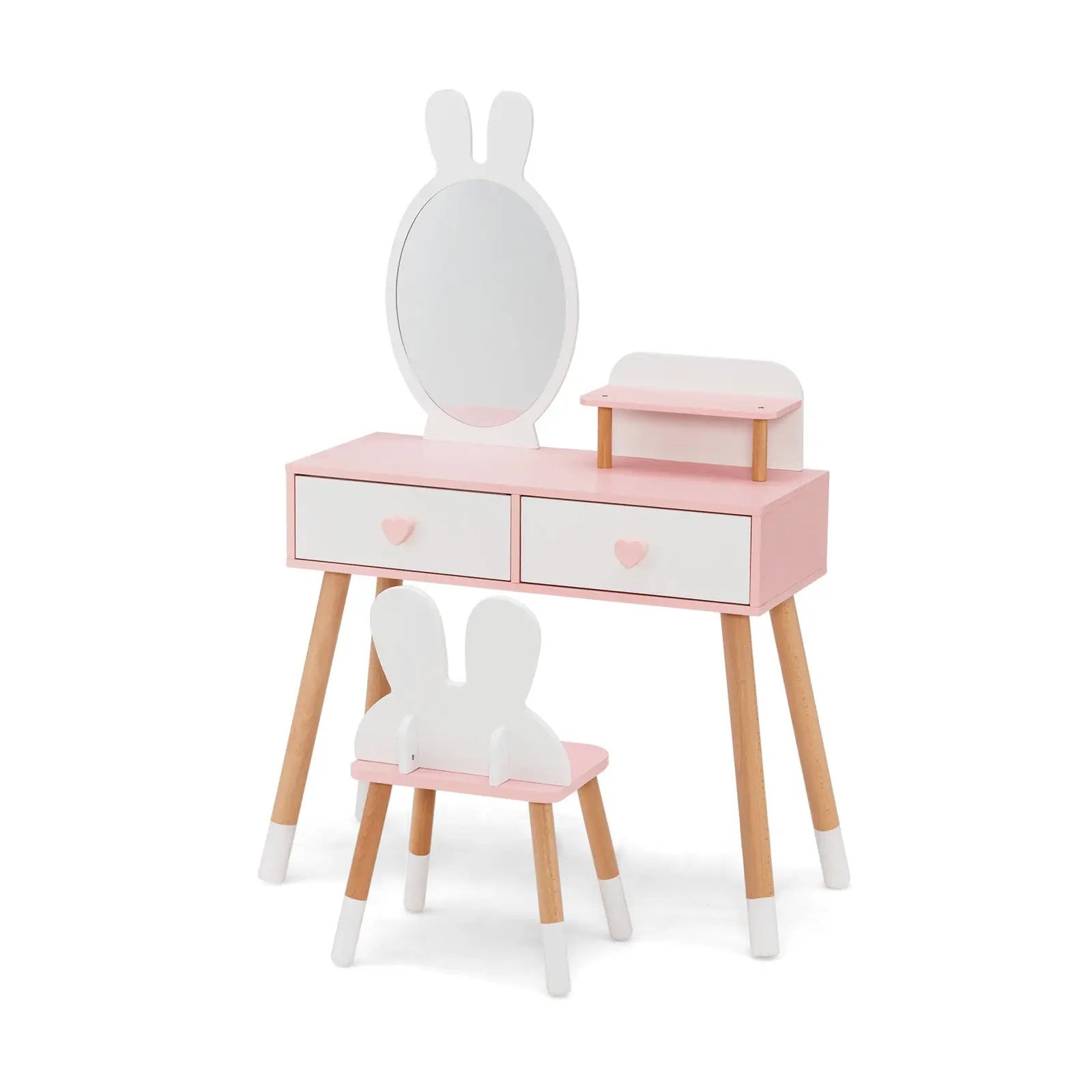2 in 1 Wooden Princess Kids Vanity Set with Mirror-White by DirectDeals