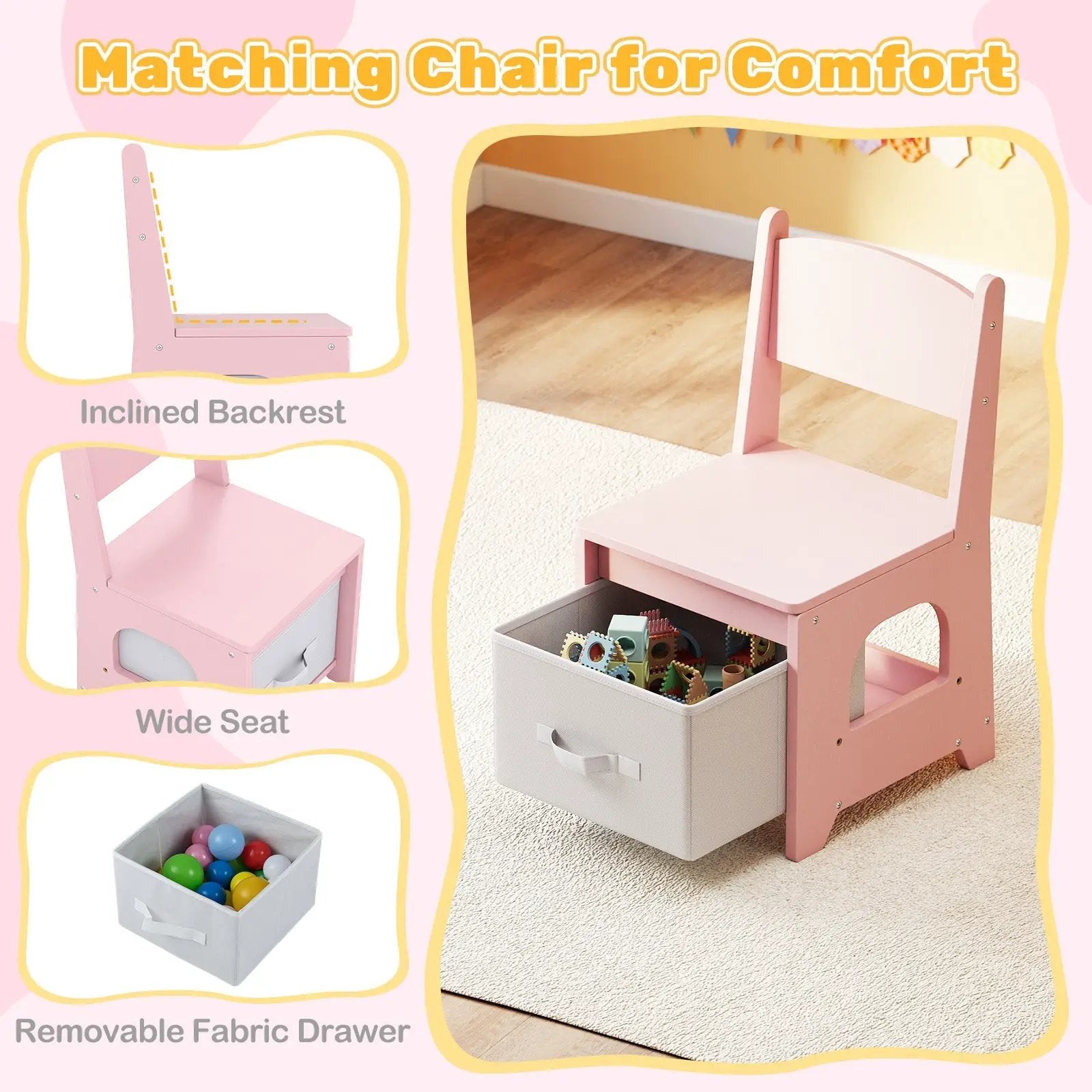 Kids Vanity Set Princess Girls Makeup Vanity Desk with Chair and 3-Color LED Lighted Mirror by DirectDeals
