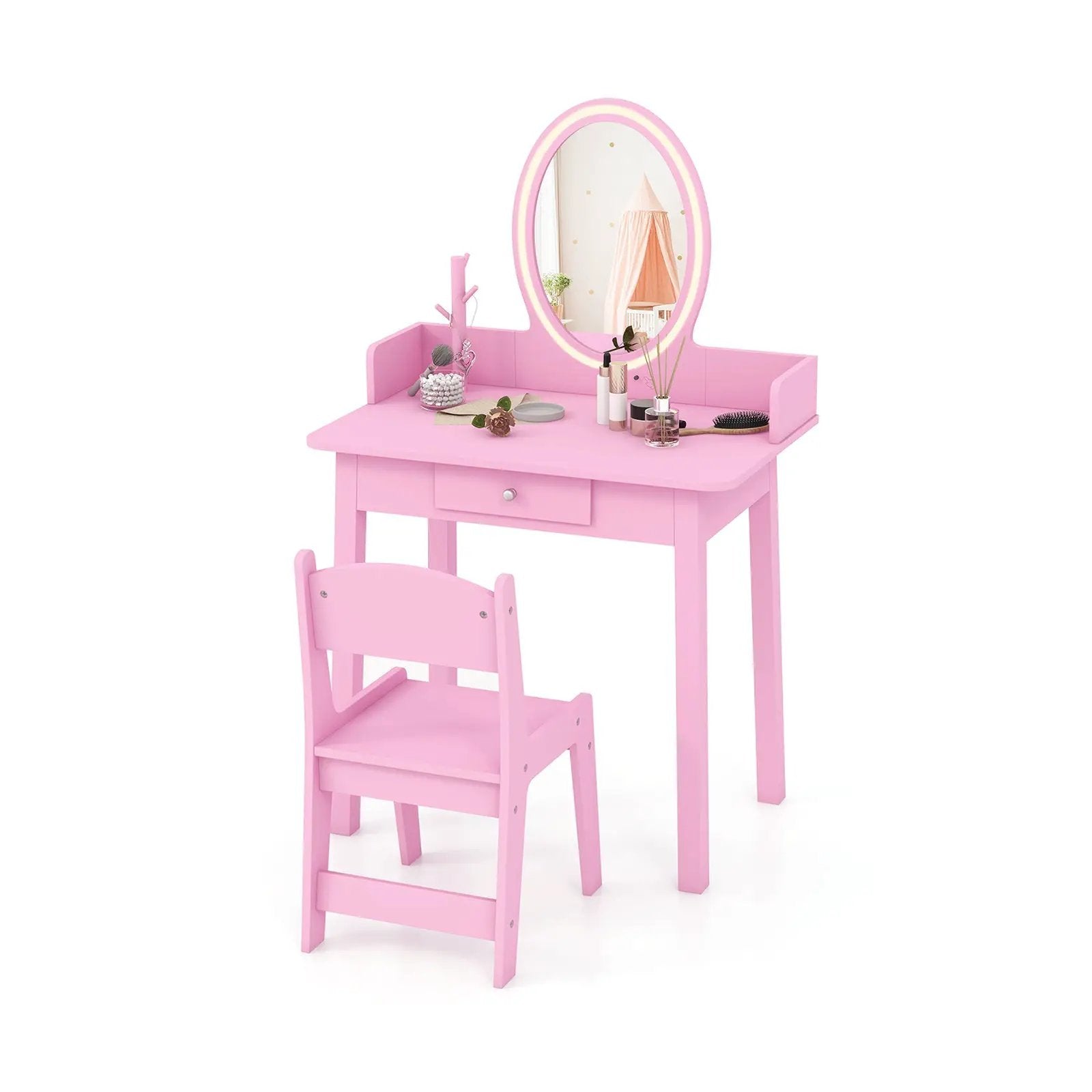 Kids Vanity Set with Lighted Mirror by DirectDeals