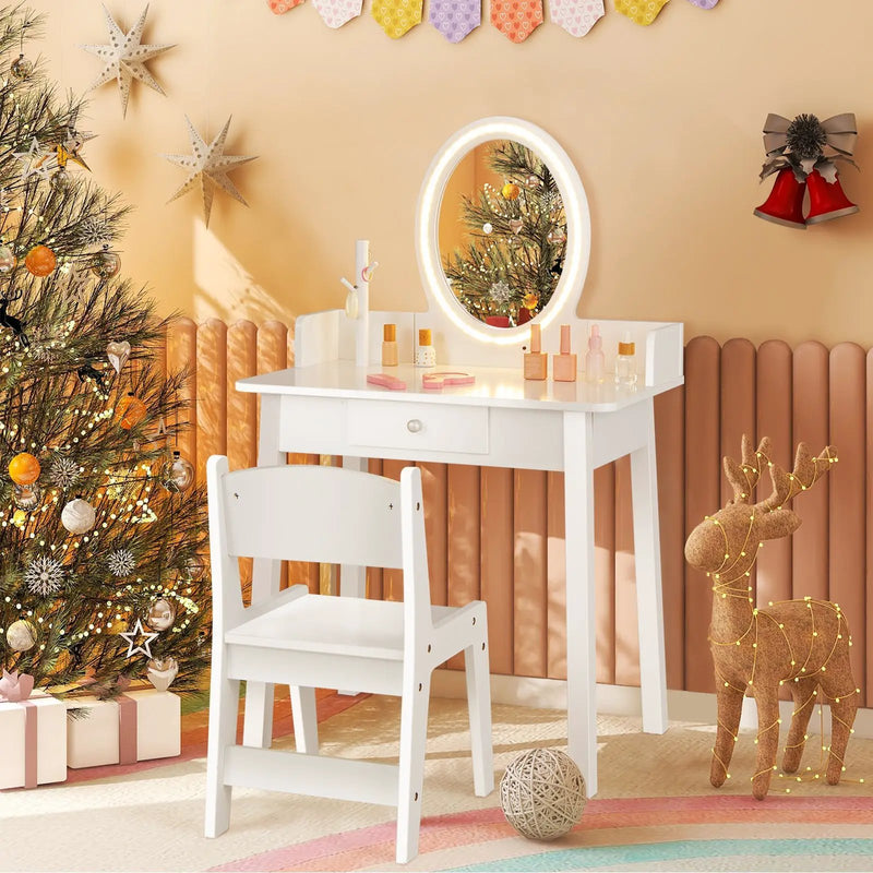 Kids Vanity Set with Lighted Mirror by DirectDeals