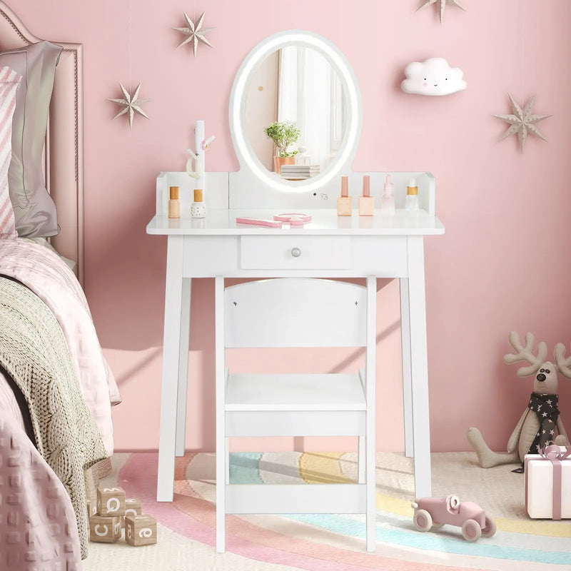Kids Vanity Set with Lighted Mirror by DirectDeals