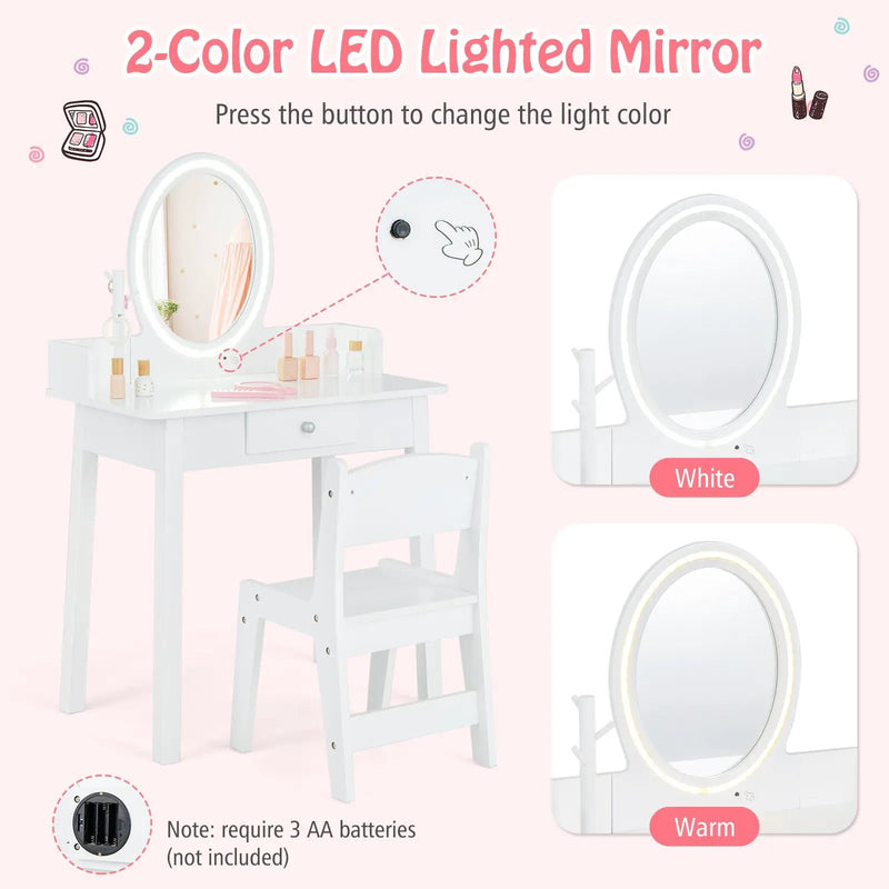 Kids Vanity Set with Lighted Mirror by DirectDeals