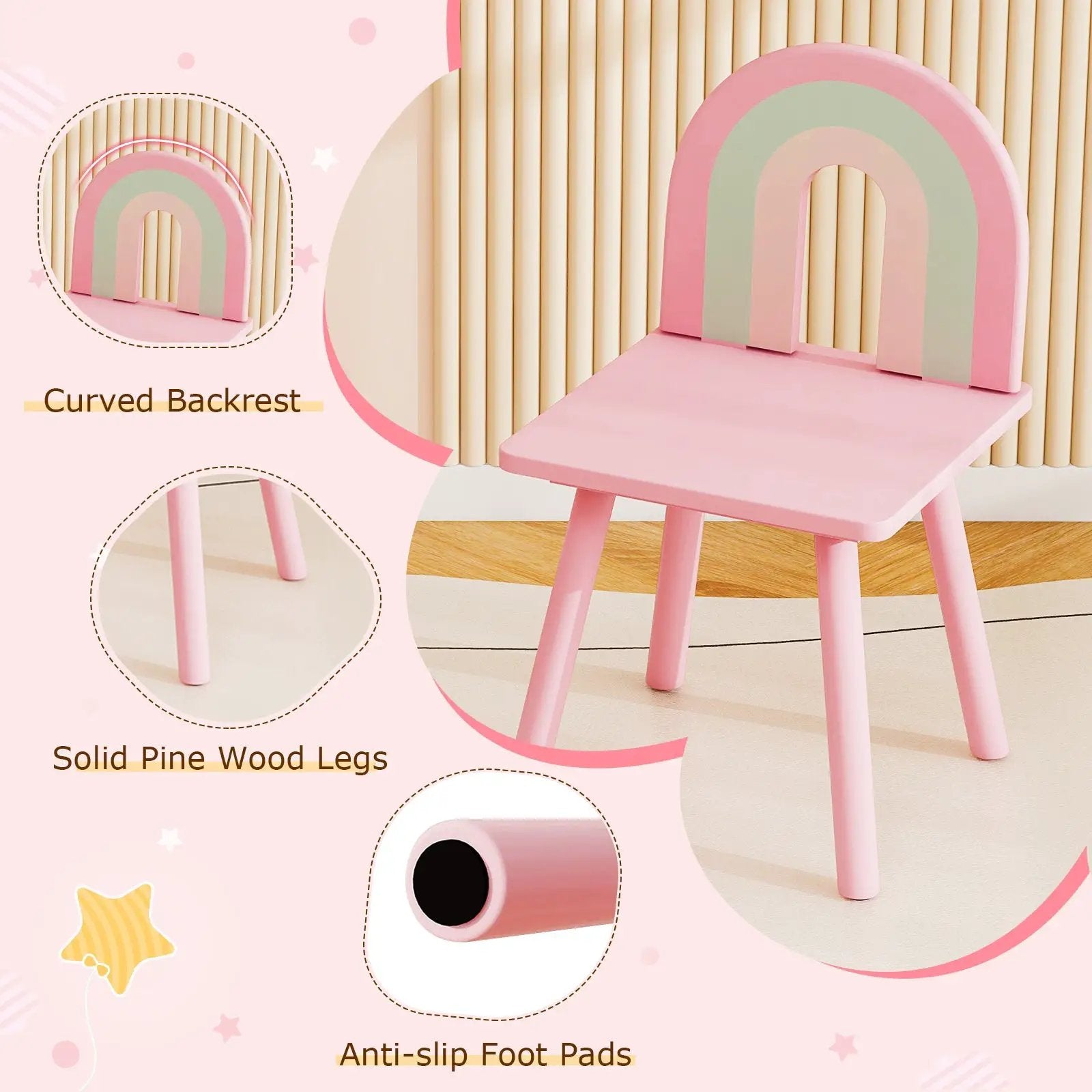 Kids Vanity Table and Chair Set with Cloud-shaped Mirror and Open Shelf by DirectDeals