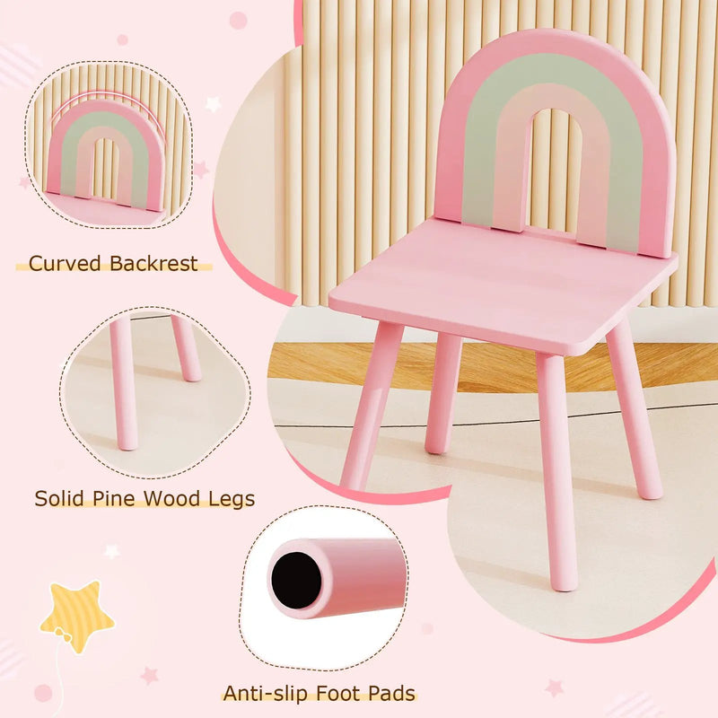 Kids Vanity Table and Chair Set with Cloud-shaped Mirror and Open Shelf by DirectDeals