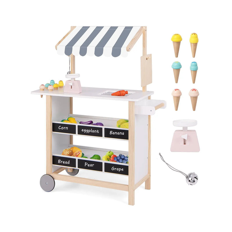 Kids Wooden Ice Cream Cart with Chalkboard and Storage by DirectDeals