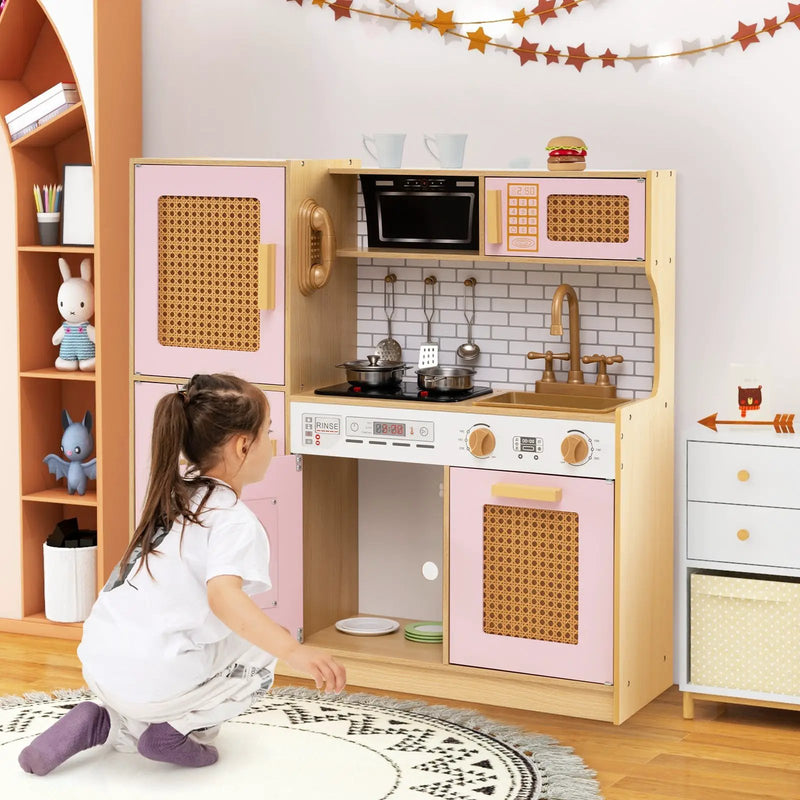 Kids Wooden Kitchen Playset with Realistic Lights and Sounds by DirectDeals