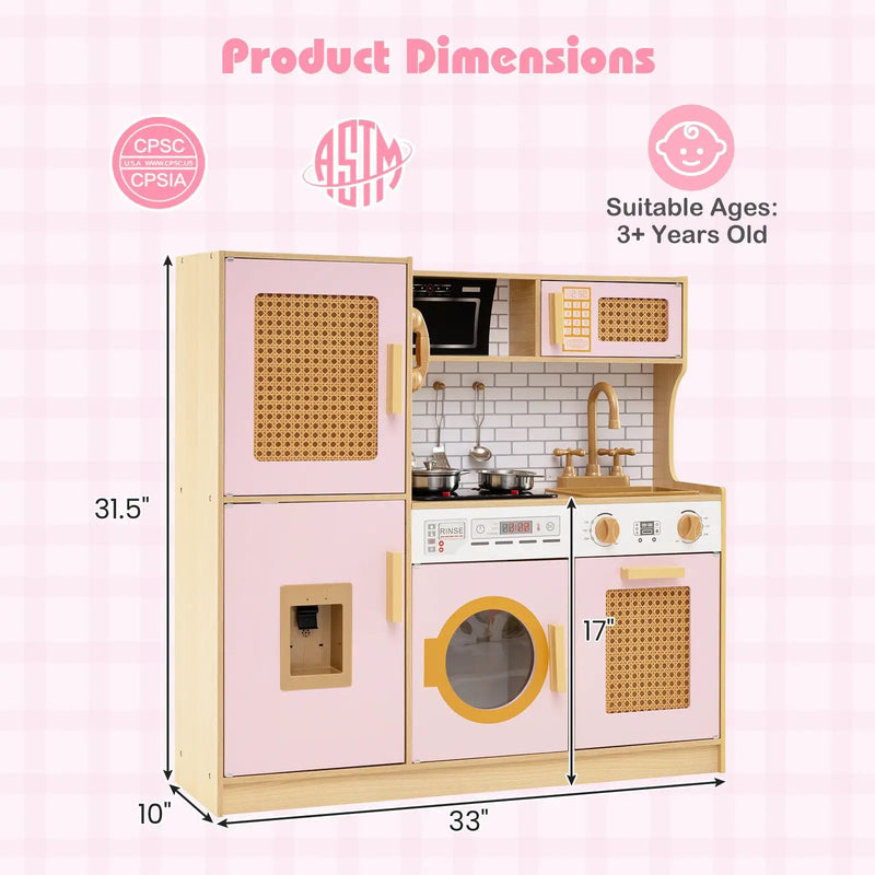 Kids Wooden Kitchen Playset with Realistic Lights and Sounds by DirectDeals