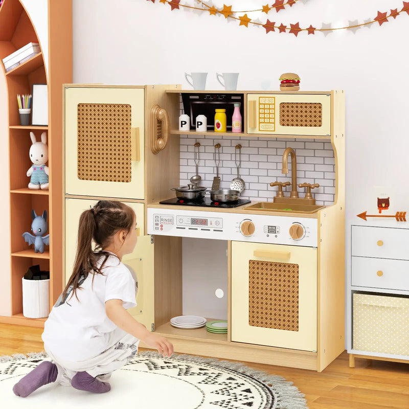 Kids Wooden Kitchen Playset with Realistic Lights and Sounds by DirectDeals