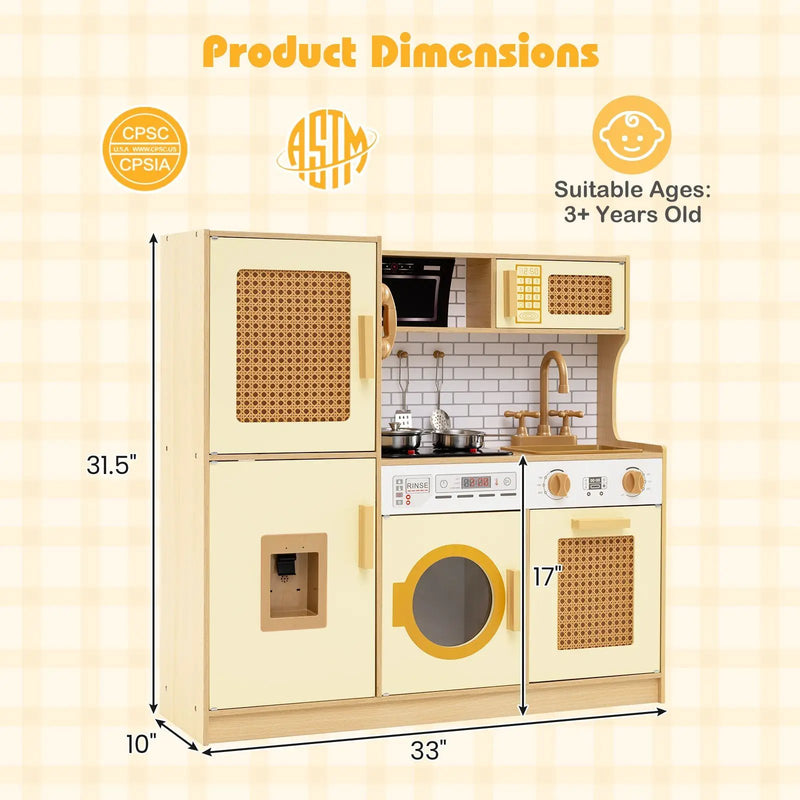 Kids Wooden Kitchen Playset with Realistic Lights and Sounds by DirectDeals