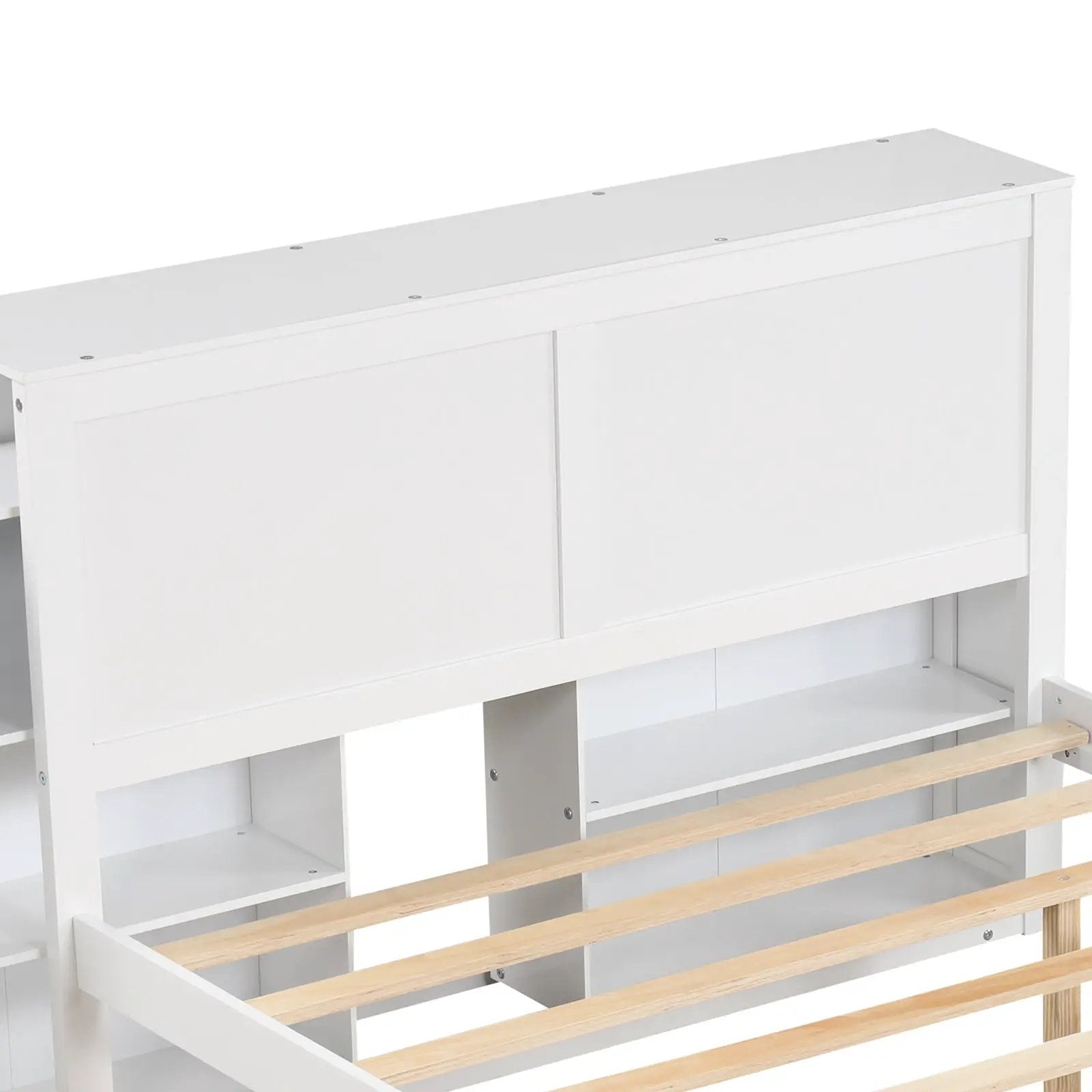Twin/Full Kids Wooden Platform Bed with Trundle Storage Headboard by DirectDeals