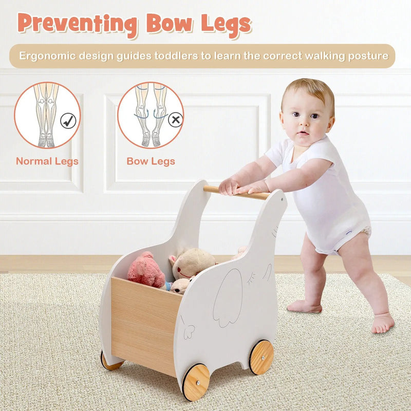 Kids Wooden Shopping Cart with Rubber Wheels by DirectDeals