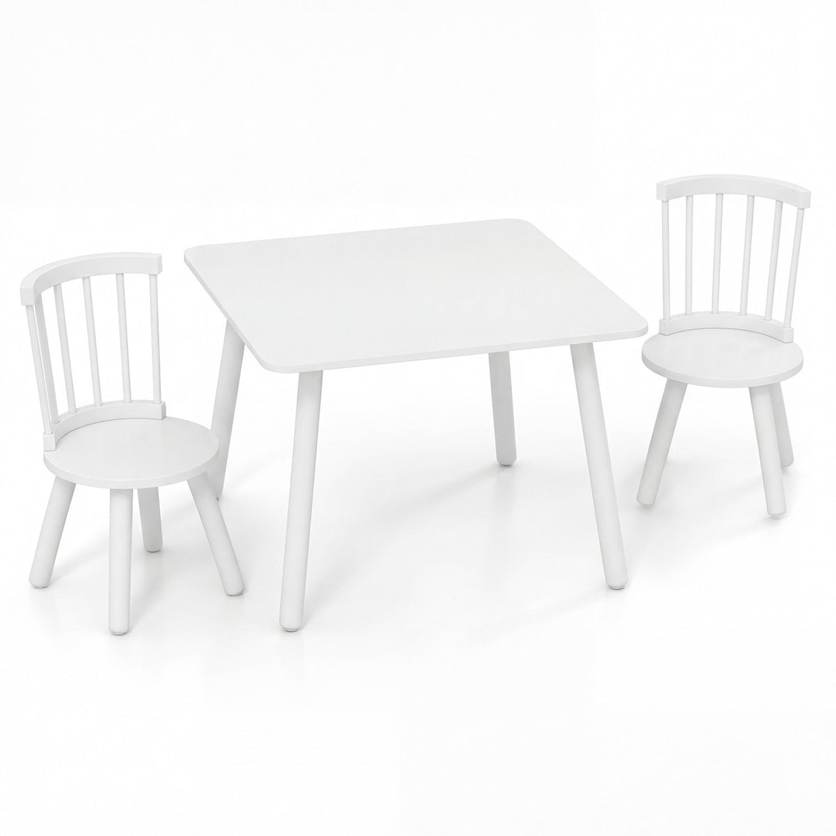 Kids Wooden Table and Chairs Set 3-Piece Toddler Furniture with Pine Wood Frame, photo 6 of 16