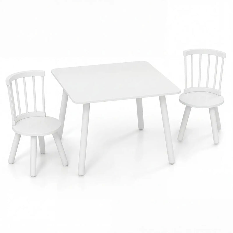 Kids Wooden Table and Chairs Set 3-Piece Toddler Furniture with Pine Wood Frame by DirectDeals