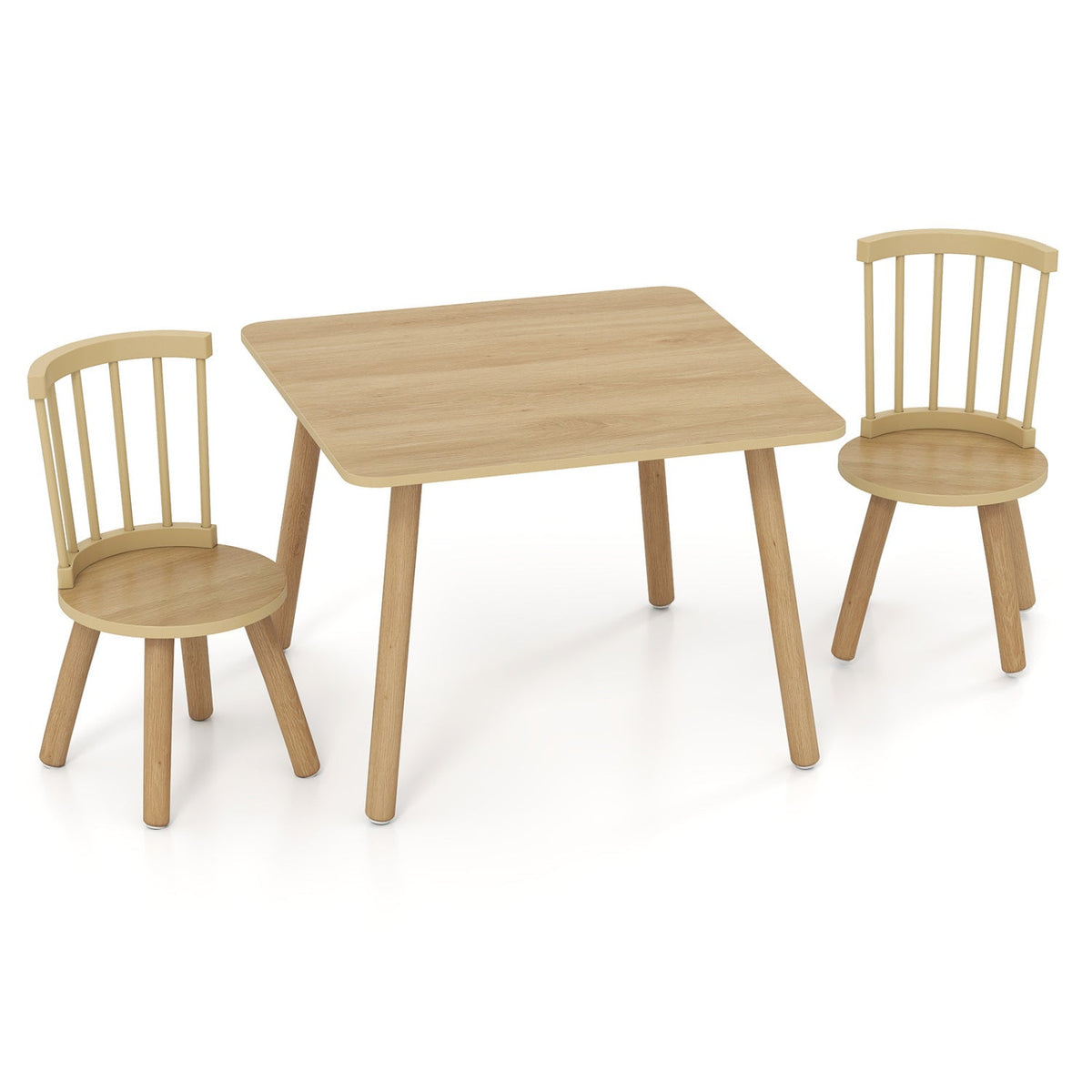 Kids Wooden Table and Chairs Set 3-Piece Toddler Furniture with Pine Wood Frame, photo 5 of 16