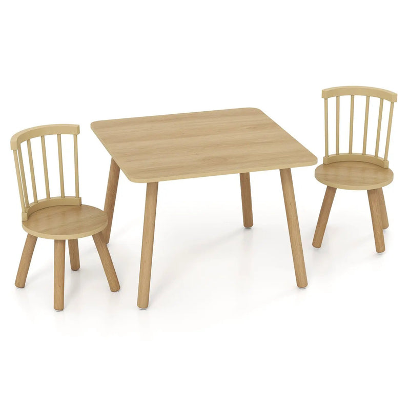 Kids Wooden Table and Chairs Set 3-Piece Toddler Furniture with Pine Wood Frame by DirectDeals