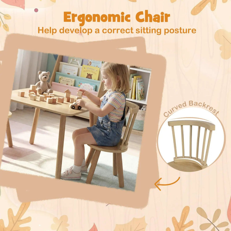 Kids Wooden Table and Chairs Set 3-Piece Toddler Furniture with Pine Wood Frame by DirectDeals
