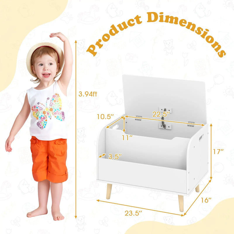 Kids Wooden Toy Box with Front Bookshelf and 4 Solid Wood Legs for Playroom by DirectDeals