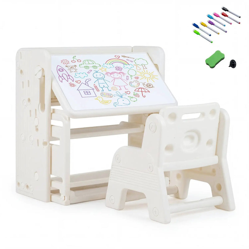 Kids Writing Desk and Chair Set with Side Bookshelves by DirectDeals